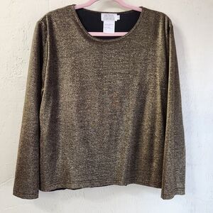 Beta's Choice Metallic Long Sleeve Pullover Top Size 2x Euc